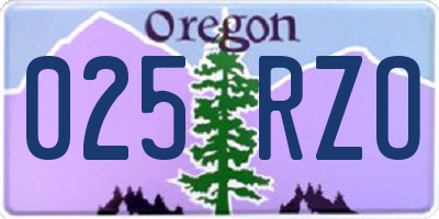 OR license plate 025RZO