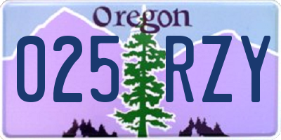 OR license plate 025RZY