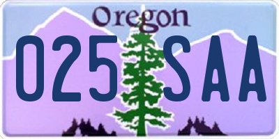 OR license plate 025SAA