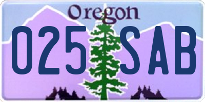 OR license plate 025SAB