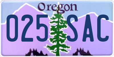 OR license plate 025SAC