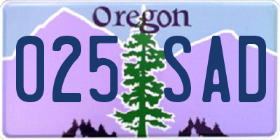 OR license plate 025SAD