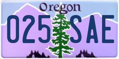 OR license plate 025SAE
