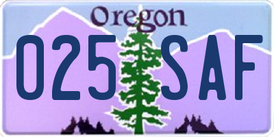 OR license plate 025SAF