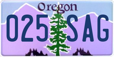 OR license plate 025SAG