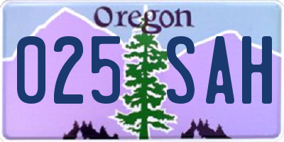 OR license plate 025SAH