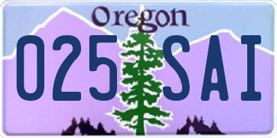 OR license plate 025SAI