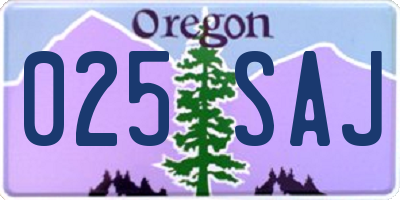 OR license plate 025SAJ