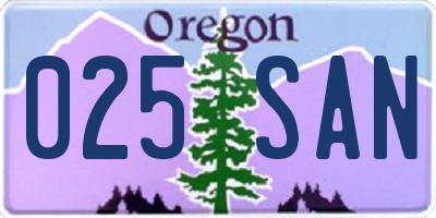 OR license plate 025SAN