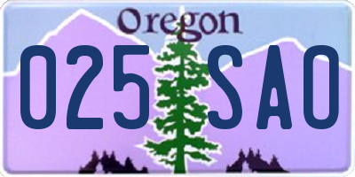 OR license plate 025SAO