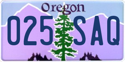 OR license plate 025SAQ