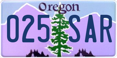 OR license plate 025SAR