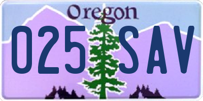 OR license plate 025SAV