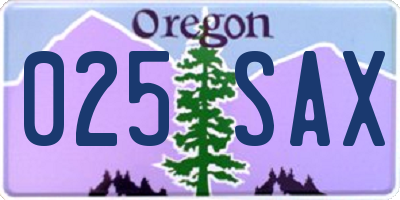 OR license plate 025SAX