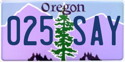 OR license plate 025SAY