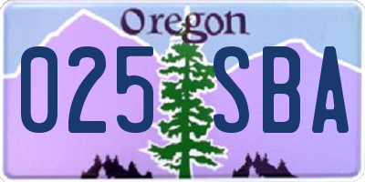 OR license plate 025SBA