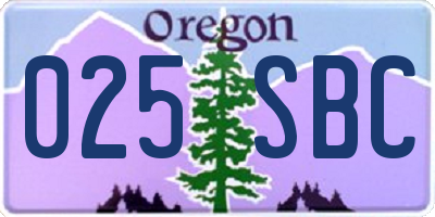 OR license plate 025SBC