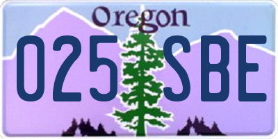 OR license plate 025SBE