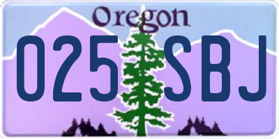 OR license plate 025SBJ