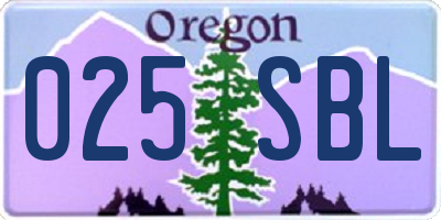 OR license plate 025SBL
