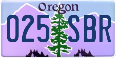 OR license plate 025SBR