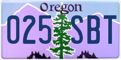 OR license plate 025SBT