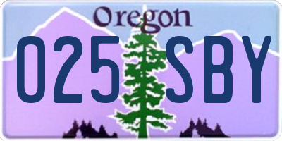 OR license plate 025SBY