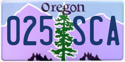 OR license plate 025SCA