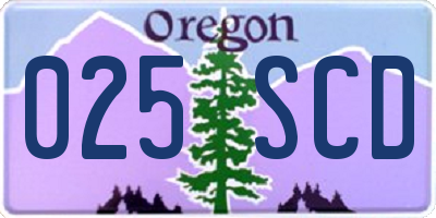 OR license plate 025SCD