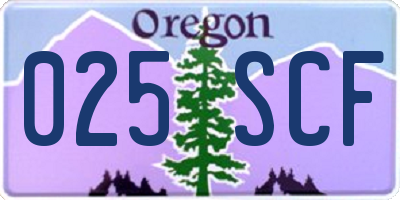 OR license plate 025SCF