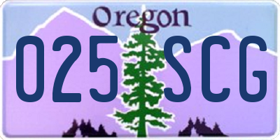 OR license plate 025SCG