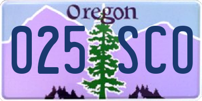 OR license plate 025SCO
