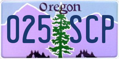 OR license plate 025SCP