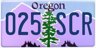 OR license plate 025SCR