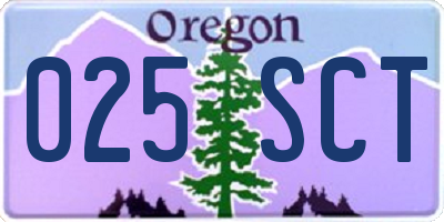 OR license plate 025SCT