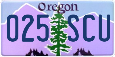 OR license plate 025SCU