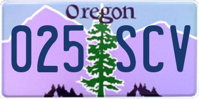 OR license plate 025SCV