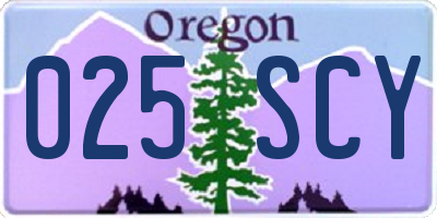 OR license plate 025SCY
