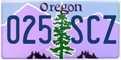 OR license plate 025SCZ