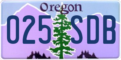 OR license plate 025SDB