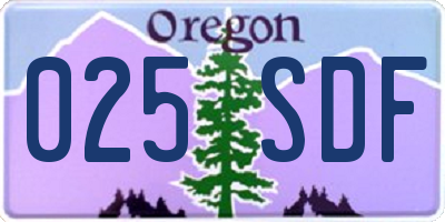 OR license plate 025SDF