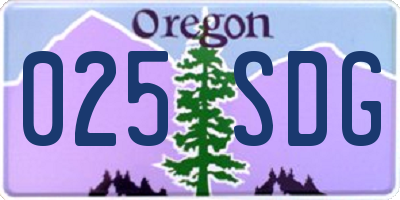 OR license plate 025SDG