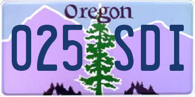 OR license plate 025SDI