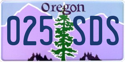OR license plate 025SDS