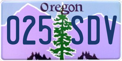 OR license plate 025SDV