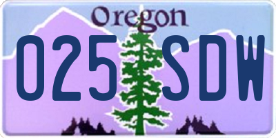 OR license plate 025SDW