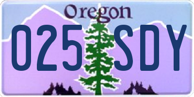 OR license plate 025SDY