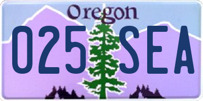 OR license plate 025SEA