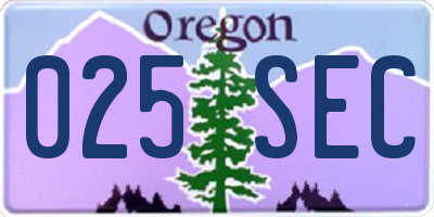 OR license plate 025SEC