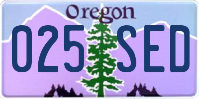 OR license plate 025SED